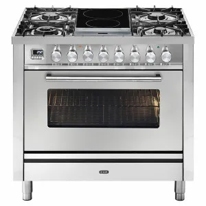 ILVE Professional Plus Series 90cm Dual Fuel Induction Freestanding Oven with Milano Knobs P09IDWE3SS by Ilve, a Ovens for sale on Style Sourcebook