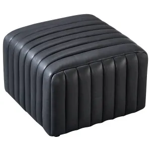 Harton 60cm Square Leather Footstool, Santosa Black by Schots Home Emporium, a Ottomans for sale on Style Sourcebook