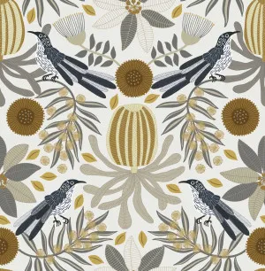 Little Wattlebird Mustard Wallpaper by Urban Road, a Wallpaper for sale on Style Sourcebook