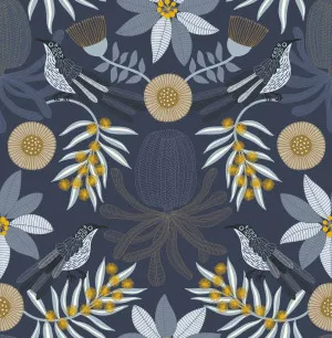 Little Wattlebird Navy Wallpaper by Urban Road, a Wallpaper for sale on Style Sourcebook