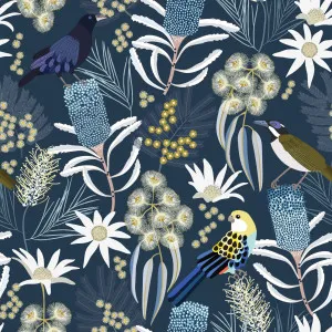 Moonlight Birds Navy Wallpaper by Urban Road, a Wallpaper for sale on Style Sourcebook