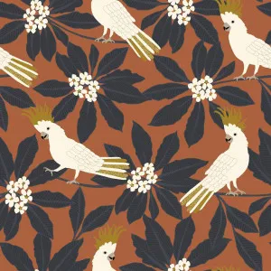 Sulphur Crested Cockatoo Ochre Wallpaper by Urban Road, a Wallpaper for sale on Style Sourcebook