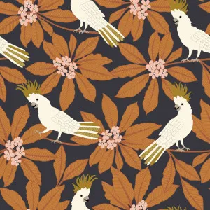 Sulphur Crested Cockatoo Terracotta Wallpaper by Urban Road, a Wallpaper for sale on Style Sourcebook