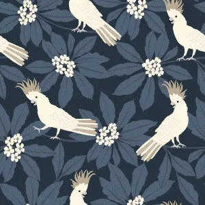 Sulphur Crested Cockatoo Midnight Wallpaper by Urban Road, a Wallpaper for sale on Style Sourcebook