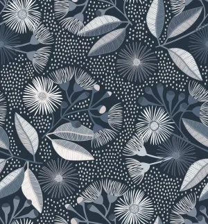 Eucalyptus Blossum Midnight Wallpaper by Urban Road, a Wallpaper for sale on Style Sourcebook
