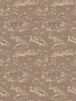 Bush Baby Village Toile Auburn Brown Wallpaper by Urban Road, a Wallpaper for sale on Style Sourcebook