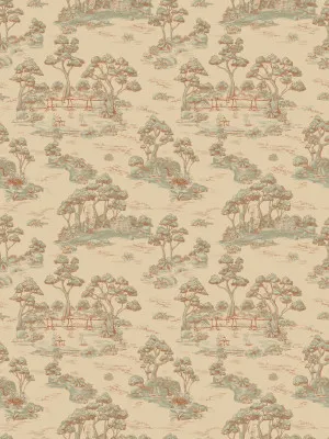 Bush Baby Village Toile Warm Wheat Neutral Wallpaper by Urban Road, a Wallpaper for sale on Style Sourcebook