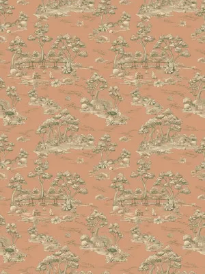 Bush Baby Village Toile Blooming Orange Wallpaper by Urban Road, a Wallpaper for sale on Style Sourcebook