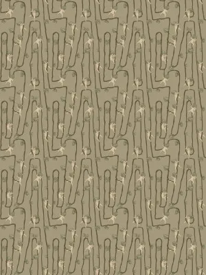 Giggly Bush Babies Olive Green Wallpaper by Urban Road, a Wallpaper for sale on Style Sourcebook
