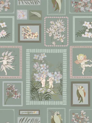 Little Bushland Memories Dusty Teal Blue Wallpaper by Urban Road, a Wallpaper for sale on Style Sourcebook