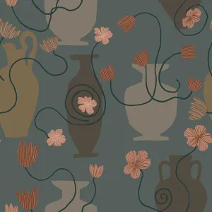 Ceremonia Muted Teal Wallpaper by Urban Road, a Wallpaper for sale on Style Sourcebook