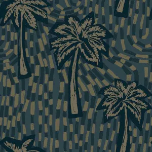 Palm Flow Inky Teal Wallpaper by Urban Road, a Wallpaper for sale on Style Sourcebook