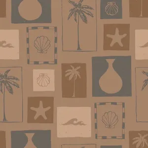 Coastal Archives Mocha Brown Wallpaper by Urban Road, a Wallpaper for sale on Style Sourcebook