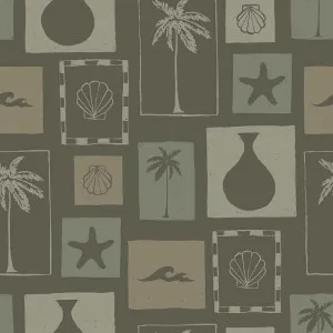 Coastal Archives Dark Green Wallpaper by Urban Road, a Wallpaper for sale on Style Sourcebook