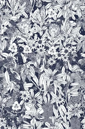 Monochrome Natives I Navy Wallpaper by Urban Road, a Wallpaper for sale on Style Sourcebook