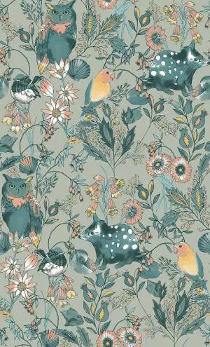 Quoll Floral Olive Wallpaper by Urban Road, a Wallpaper for sale on Style Sourcebook