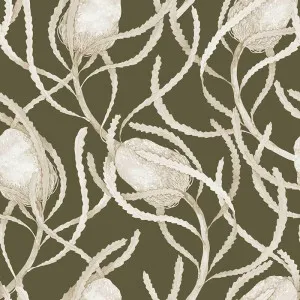 Banksia Mono Khaki Wallpaper by Urban Road, a Wallpaper for sale on Style Sourcebook