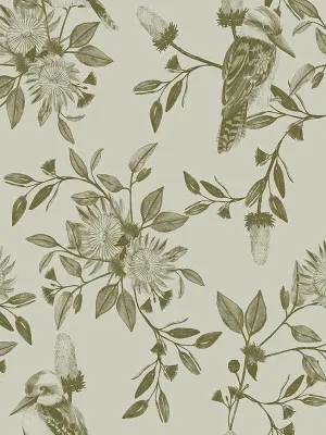 Kookaburra Khaki Wallpaper by Urban Road, a Wallpaper for sale on Style Sourcebook