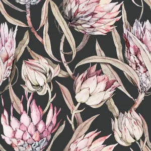 Perfect Proteas Charcoal Wallpaper by Urban Road, a Wallpaper for sale on Style Sourcebook