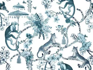 British Colonial Teal Wallpaper by Urban Road, a Wallpaper for sale on Style Sourcebook