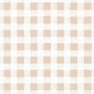 Gingham Tan with White Stripes Wallpaper by Urban Road, a Wallpaper for sale on Style Sourcebook