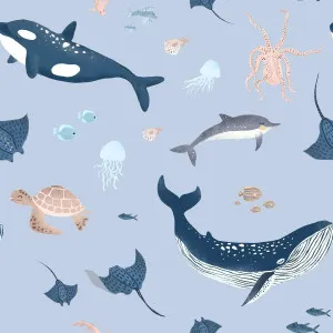 Whale of a Time Sea Mist Wallpaper by Urban Road, a Wallpaper for sale on Style Sourcebook