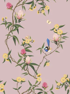 Songbird Blossoms Rosella Pink Wallpaper by Urban Road, a Wallpaper for sale on Style Sourcebook