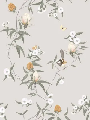 Songbird Blossoms Soft Clay Wallpaper by Urban Road, a Wallpaper for sale on Style Sourcebook
