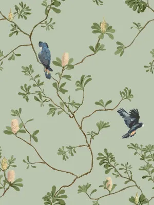 Fluttering Foliage Meadow Green Wallpaper by Urban Road, a Wallpaper for sale on Style Sourcebook