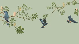 Woodland Birds Meadow Green Wallpaper by Urban Road, a Wallpaper for sale on Style Sourcebook