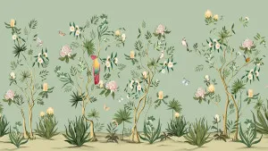Frolic Among the Flowers Golden Sage Wallpaper by Urban Road, a Wallpaper for sale on Style Sourcebook