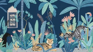 Boho Jungle Dreams Midnight Blue Wallpaper by Urban Road, a Wallpaper for sale on Style Sourcebook