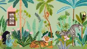 Boho Jungle Dreams Tropical Green Wallpaper by Urban Road, a Wallpaper for sale on Style Sourcebook