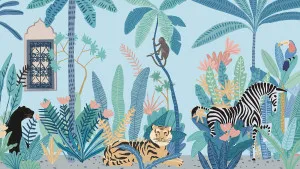Boho Jungle Dreams Blue Oasis Wallpaper by Urban Road, a Wallpaper for sale on Style Sourcebook