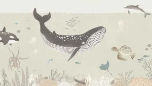 Where the Whales Play Coastal Sand Wallpaper by Urban Road, a Wallpaper for sale on Style Sourcebook