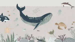 Where the Whales Play Dusty Grey Wallpaper by Urban Road, a Wallpaper for sale on Style Sourcebook