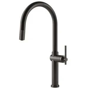 Gessi Habito Pull Out Kitchen Mixer Tap Brushed Black 60672-707 by Gessi, a Kitchen Taps & Mixers for sale on Style Sourcebook