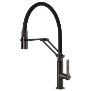 Gessi Officine Semi-Professional Spray Kitchen Mixer Tap Brushed Black 60055-707 by Gessi, a Kitchen Taps & Mixers for sale on Style Sourcebook