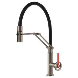 Gessi Officine V Semi-Professional Spray Kitchen Mixer Tap Brushed Nickel 60205-149 by Gessi, a Kitchen Taps & Mixers for sale on Style Sourcebook