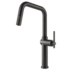 Gessi Habito Pull Out Kitchen Mixer Tap Brushed Black 60652-707 by Gessi, a Kitchen Taps & Mixers for sale on Style Sourcebook