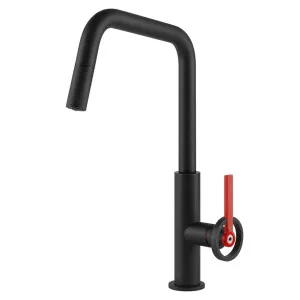 Gessi Officine V Pull out Kitchen Mixer Tap Matte Black 60203-299 by Gessi, a Kitchen Taps & Mixers for sale on Style Sourcebook