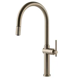 Gessi Habito Pull Out Kitchen Mixer Tap Brushed Nickel 60672-149 by Gessi, a Kitchen Taps & Mixers for sale on Style Sourcebook