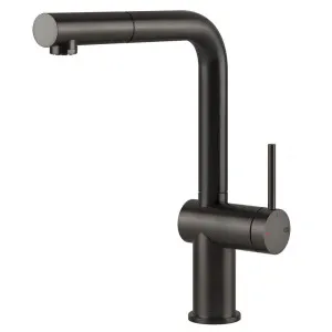 Gessi Inedito Right Angle Pull Out Kitchen Mixer Tap Brushed Black 60433-707 by Gessi, a Kitchen Taps & Mixers for sale on Style Sourcebook