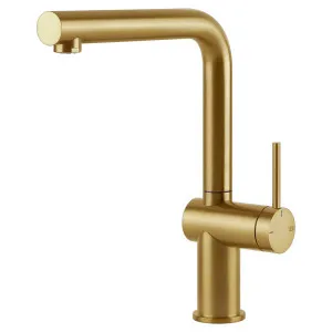 Gessi Inedito Right Angle Swivel Kitchen Mixer Tap Brushed Gold 60431-716 by Gessi, a Kitchen Taps & Mixers for sale on Style Sourcebook