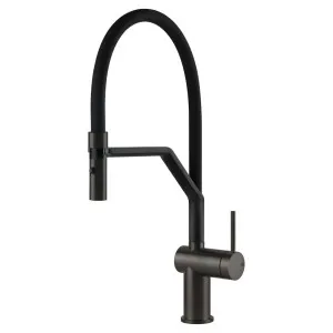 Gessi Inedito Semi-Professional Spray Kitchen Mixer Tap Brushed Black 60429-707 by Gessi, a Kitchen Taps & Mixers for sale on Style Sourcebook