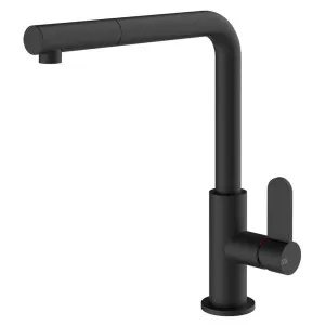 Gessi Helium Right Angle Round Pull Out Tap Matte Black 50103-299 by Gessi, a Kitchen Taps & Mixers for sale on Style Sourcebook