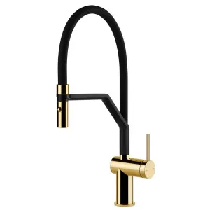 Gessi Inedito Semi-Professional Spray Kitchen Mixer Tap Bright Gold 60429-246 by Gessi, a Kitchen Taps & Mixers for sale on Style Sourcebook