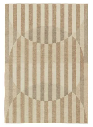 Delos Warm Sand and Soft Taupe Striped Indoor Outdoor Rug by Miss Amara, a Contemporary Rugs for sale on Style Sourcebook