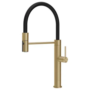 Gessi 316 Meccanica Semi-Professional Pull Out Spray Mixer Tap Brushed Brass 60220-727 by Gessi, a Kitchen Taps & Mixers for sale on Style Sourcebook