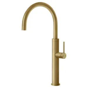 Gessi 316 Smooth Gooseneck Swivel Mixer Tap Brushed Brass 60016-727 by Gessi, a Kitchen Taps & Mixers for sale on Style Sourcebook